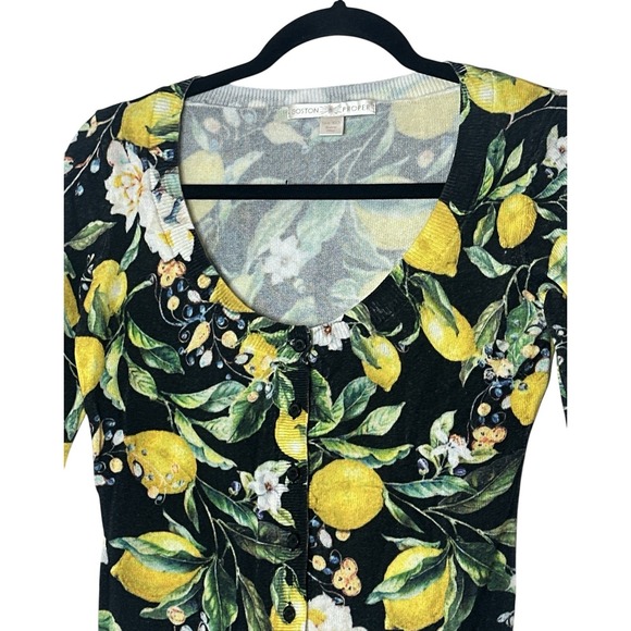 Boston Proper Cardigan Sweater Top Women's XXS Lemons Summer Crop‎ Stretch - Picture 7 of 7
